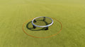 OutPlay Ring set up around a roundnet, marking the No-Hit Zone
